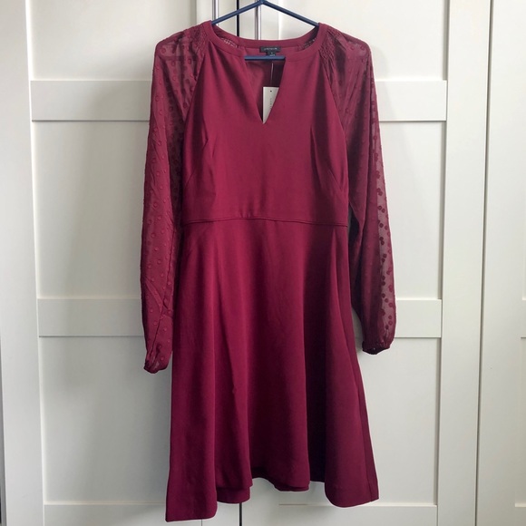 ✨Price Drop✨ Ann Taylor - Chiffon Dot Sleeve Dress - Picture 3 of 7